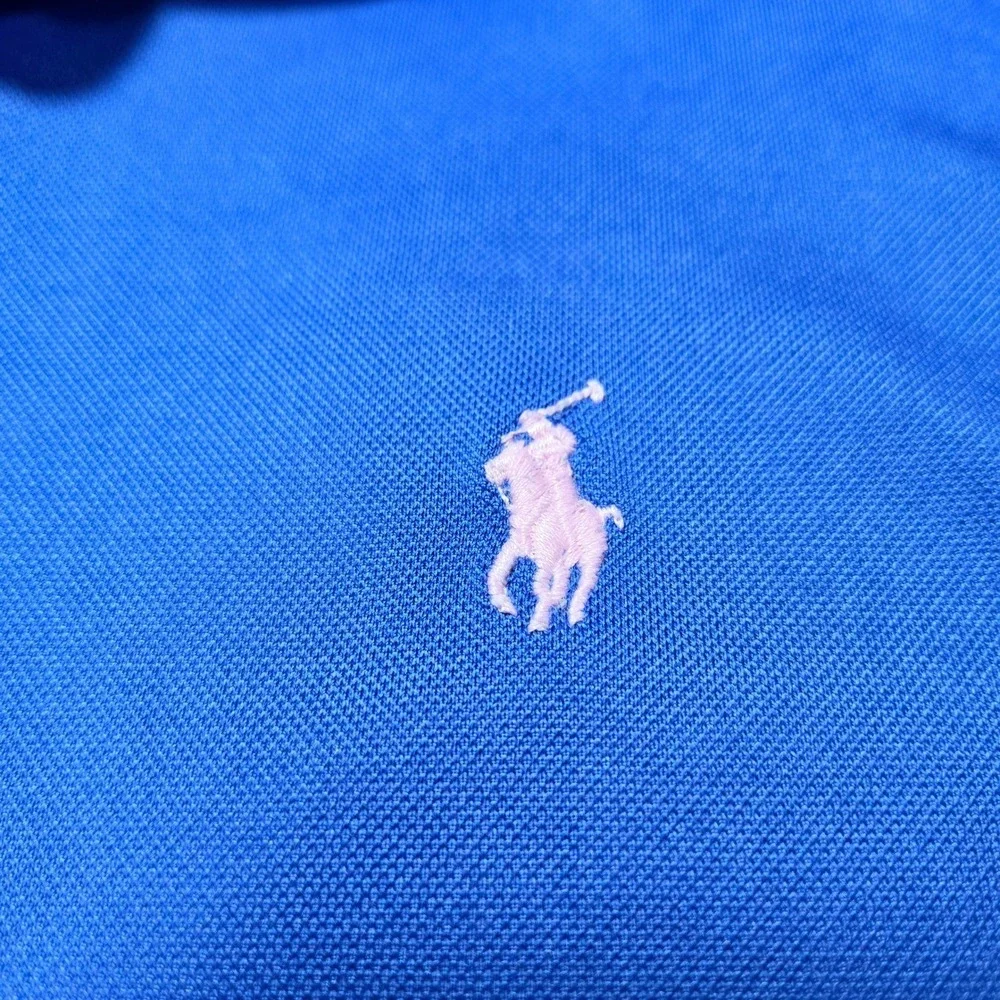 Polo Ralph Lauren Performance Mens XXL Blue Pink Pony Short Sleeve Polo Shirt